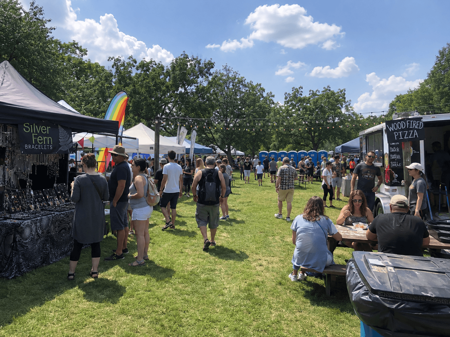 Row of units along the edge of an outdoor festival